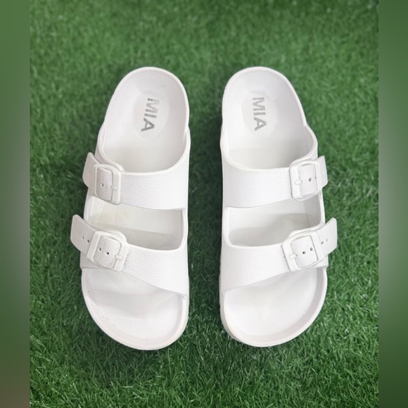 MIA Shoes - MIA White Sandals with Adjustable Straps Size US 7
